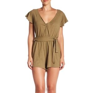 Free People Ballerina Tie Waist Romper Moss NWT